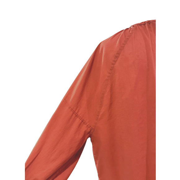 Everlane Sienna Brown Peasant Blouse Tie Back Neck Balloon Sleeves Size 12 - Picture 7 of 10